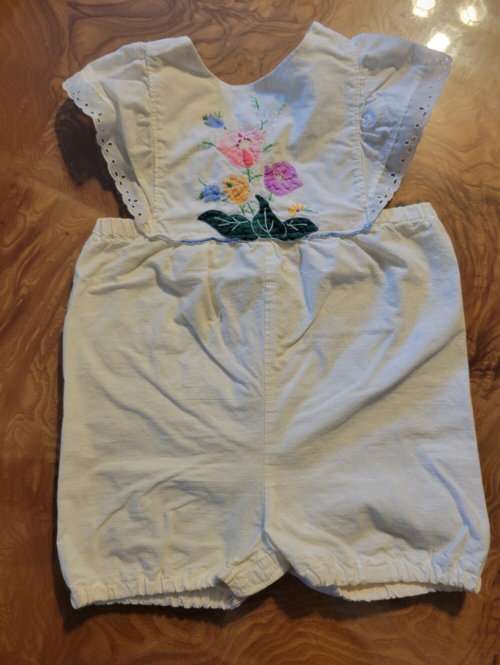 VTG Nanook Bethlehem NH Embroidered Floral Cotton Romper Sunsuit Size 24M